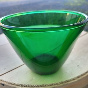 Vtg Anchor Hocking Firest Green Glass Splash Bowl 5.75"×4.25"